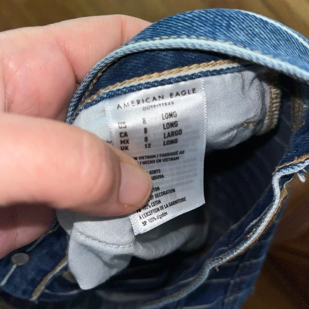 ‼️ SOLD‼️Vintage American Eagle Blue Stripped Denim Jeans Size 8 - Picture 4 of 5
